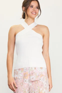 Barbara Crossed Neck Knit Top
