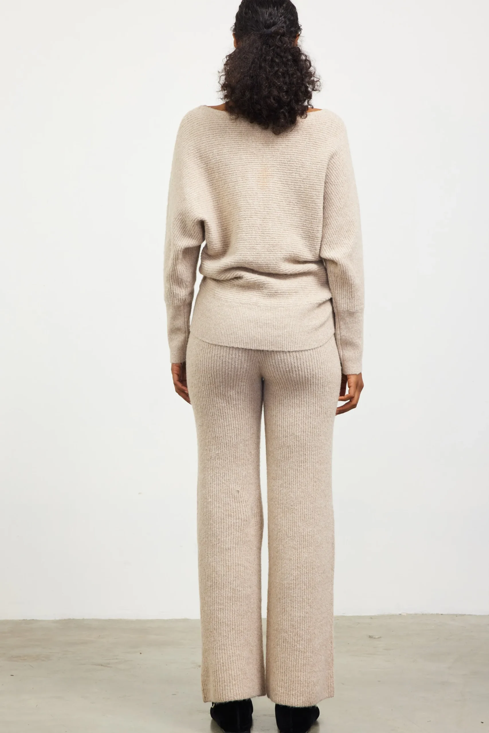 Boatneck Ribbed Knit Sweater