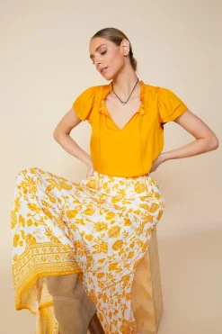 Border Print Maxi Skirt