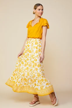 Border Print Maxi Skirt