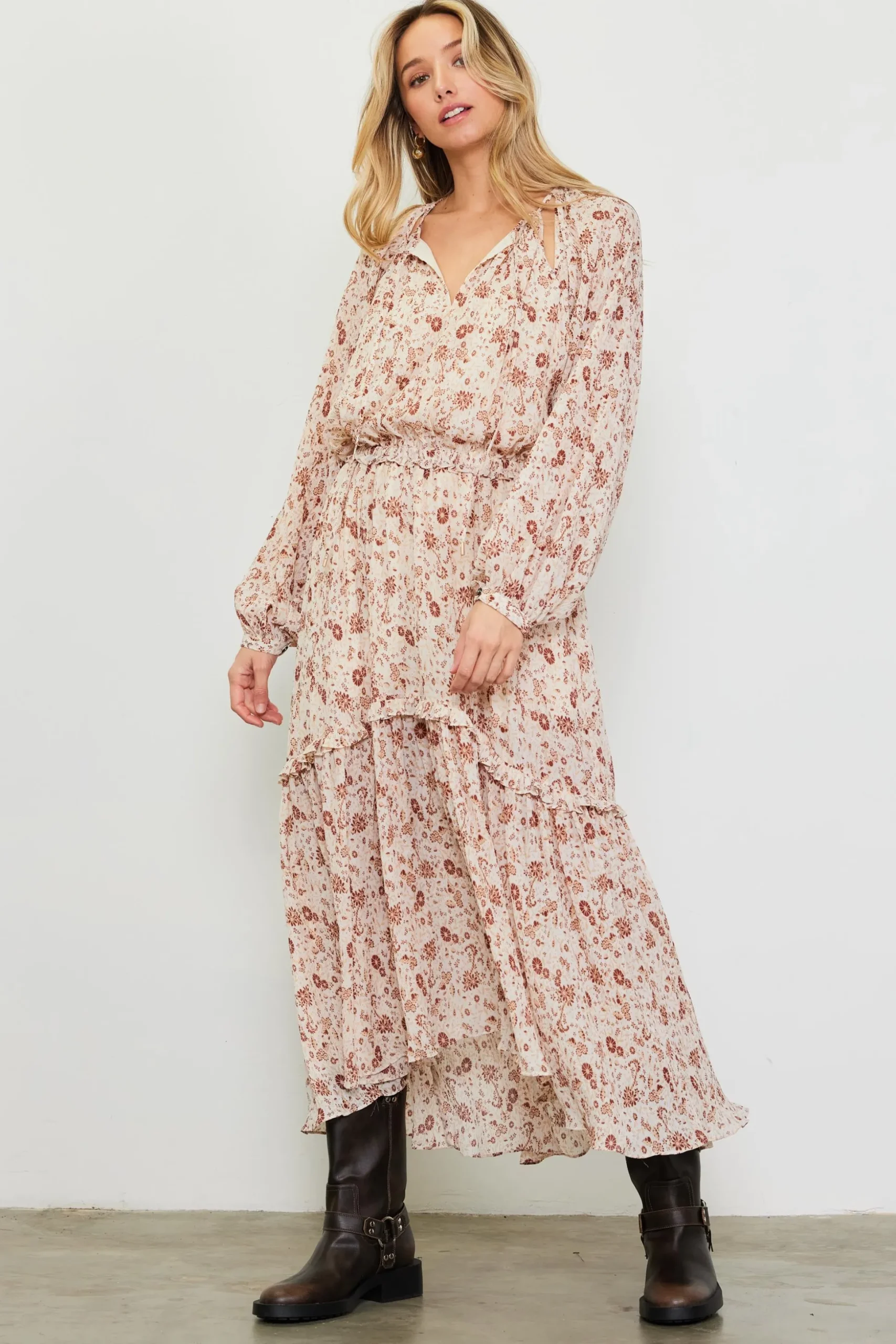 Chiffon Print Split Midi Dress