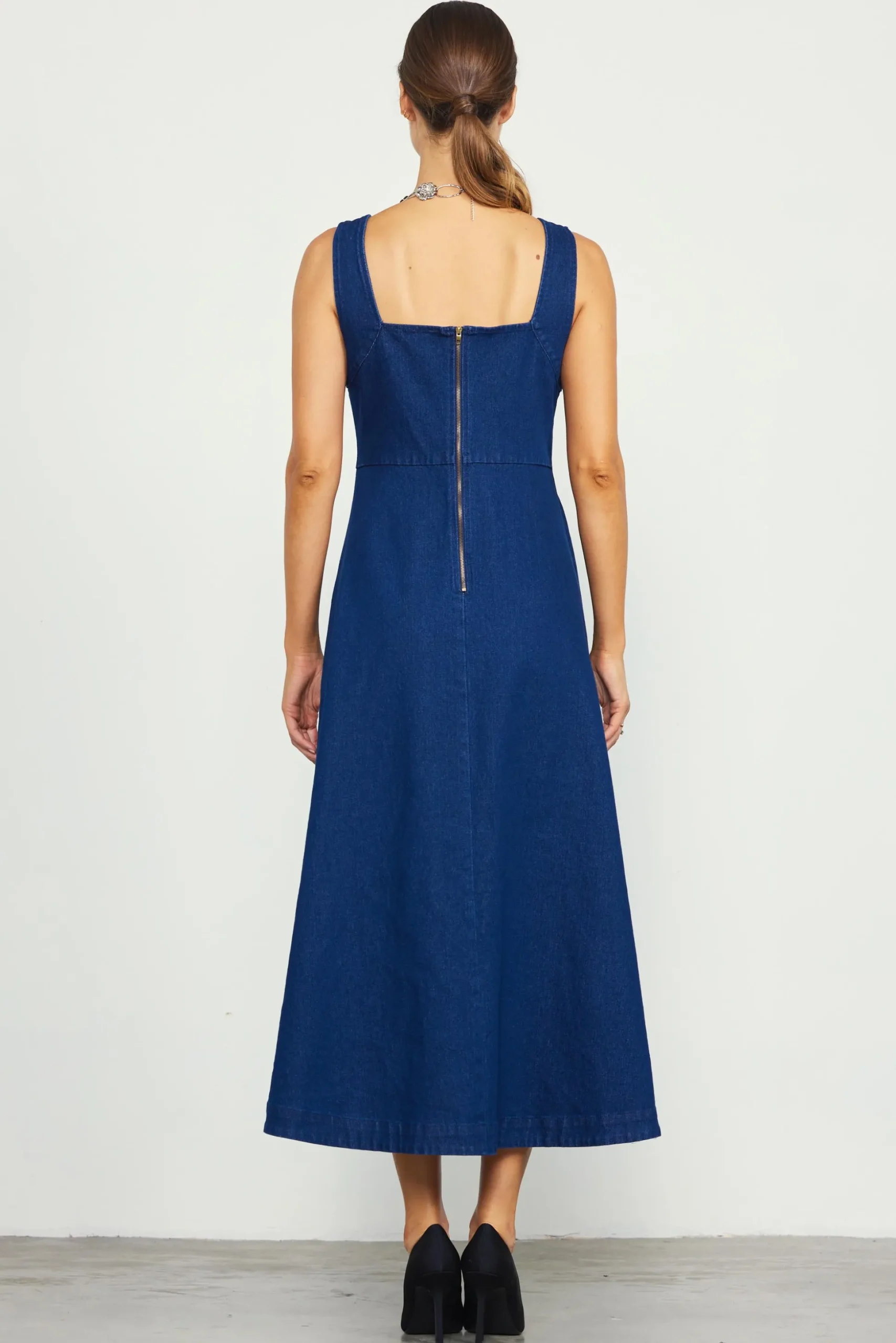 Corset Denim Pleated Dress