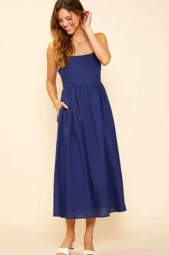Criss Cross Back Tie Midi Dress