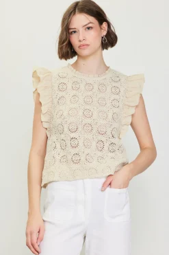 Crochet Flutter Sleeve Top