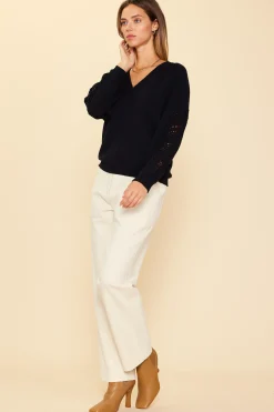 Crochet Sleeve Knit Sweater