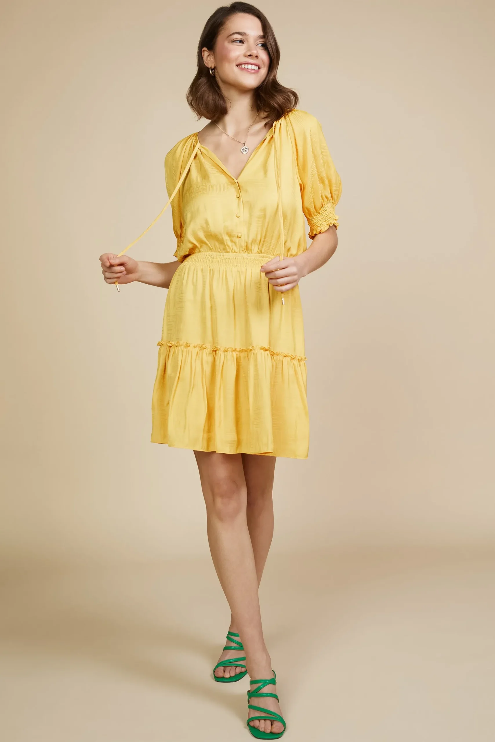 Jacquard Tiered Short Dress