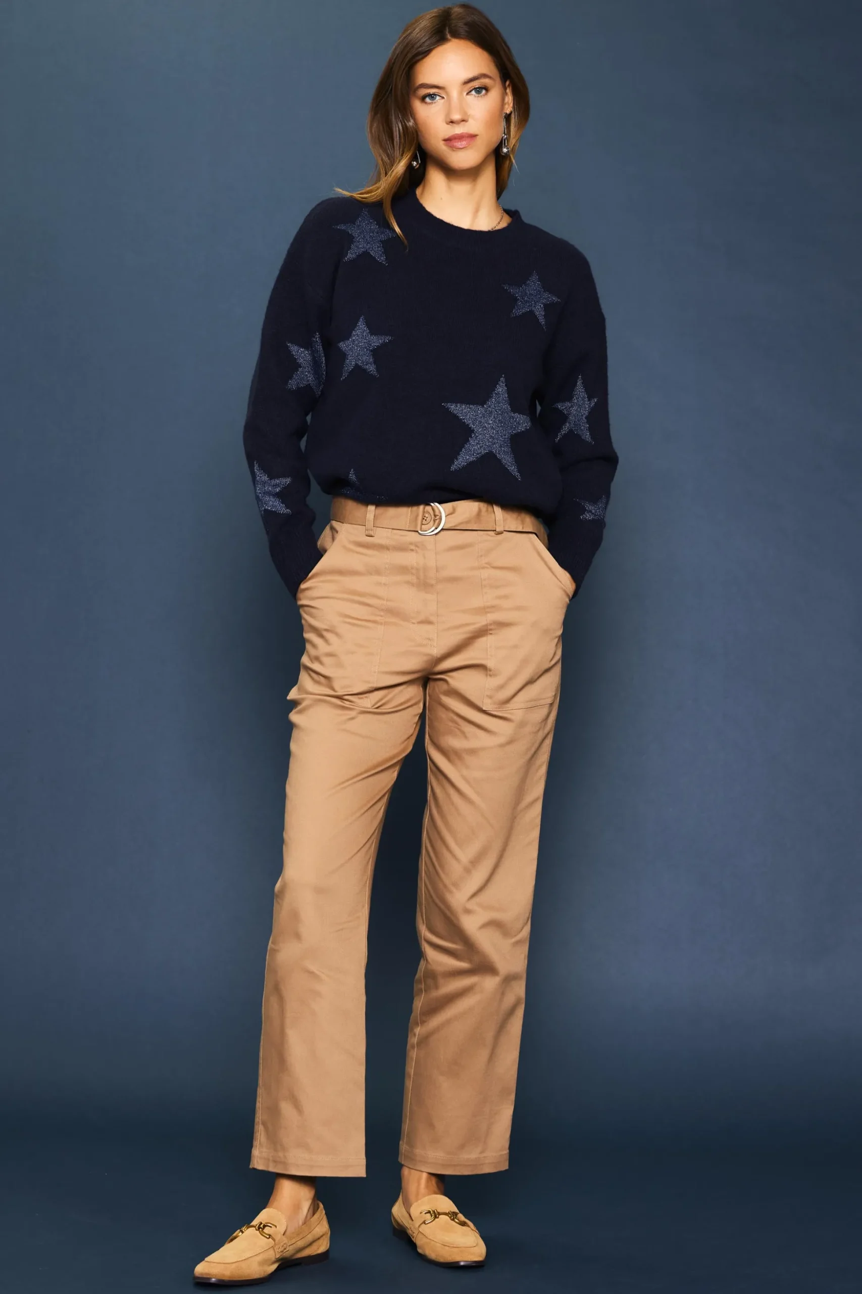 Lurex Star Print Sweater