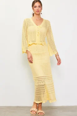 Open Knit Midi Skirt