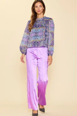 Paisley Motif Smocked Detail Top