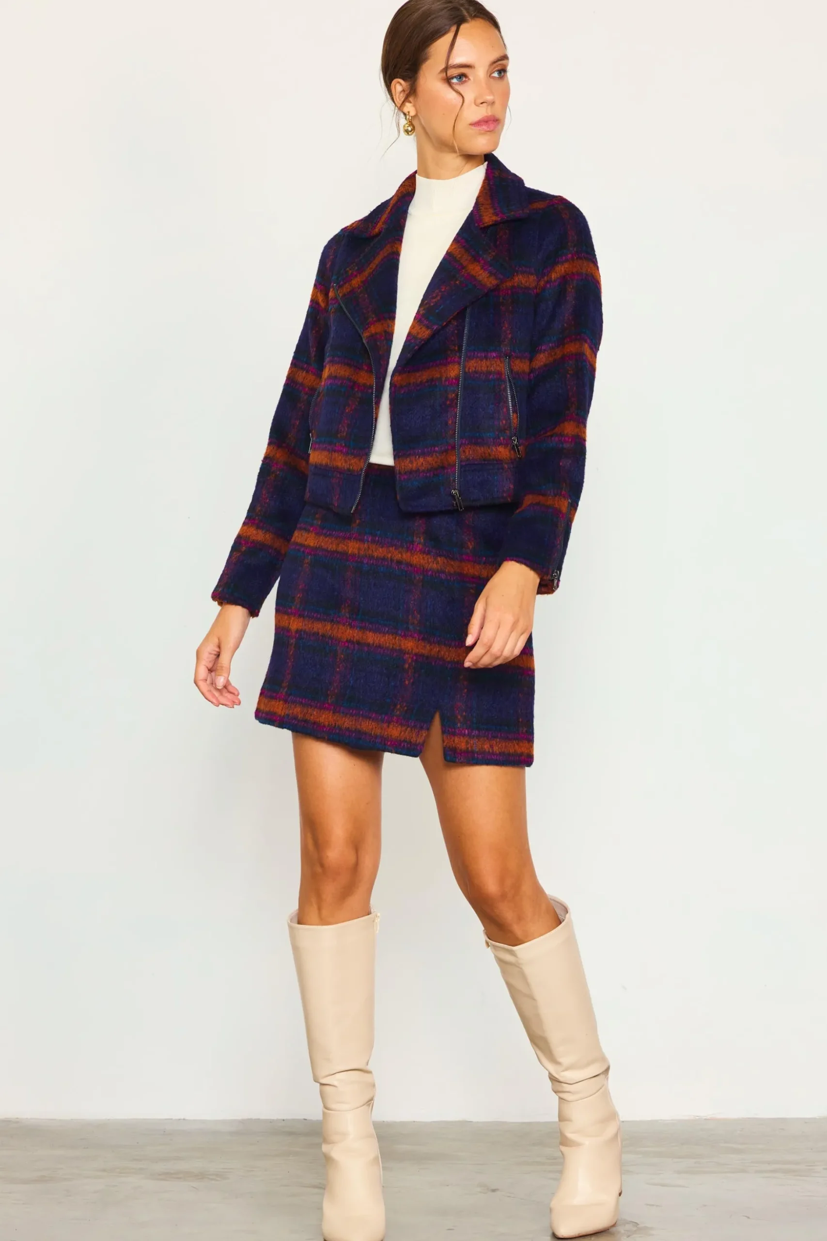 Plaid Moto Jacket