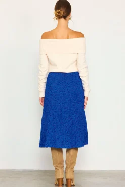 Pleated Floral Midi Skirt