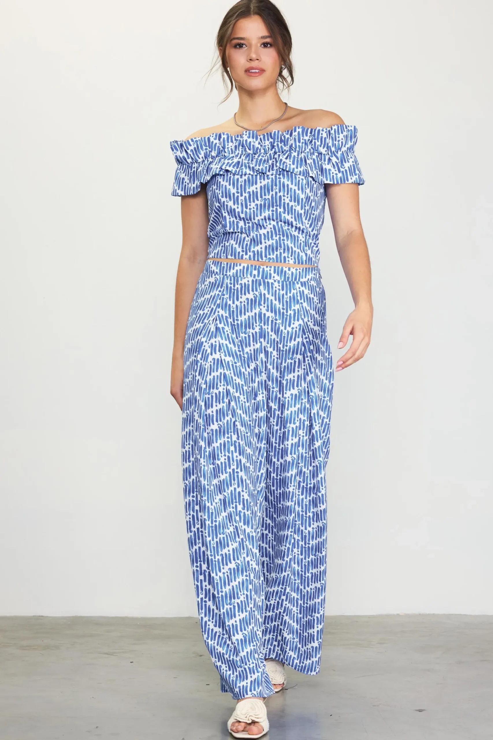 Printed Wide-Leg Pants
