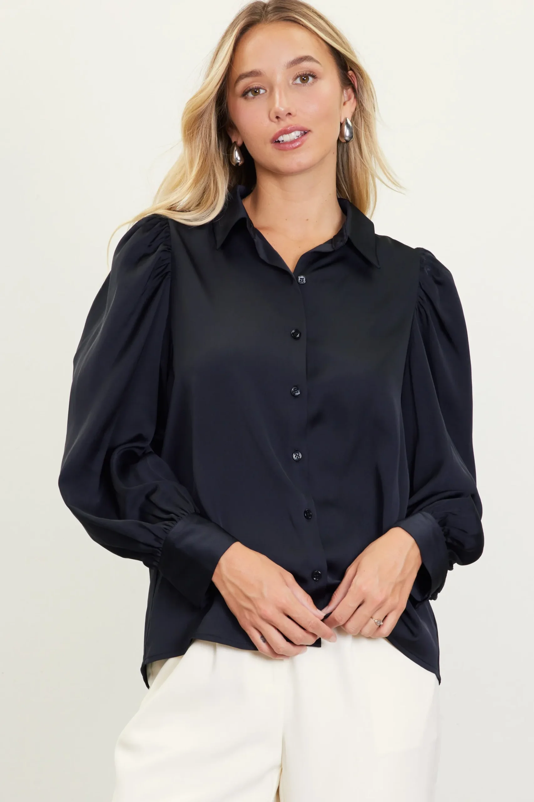 Recycled Button-Up Blouse