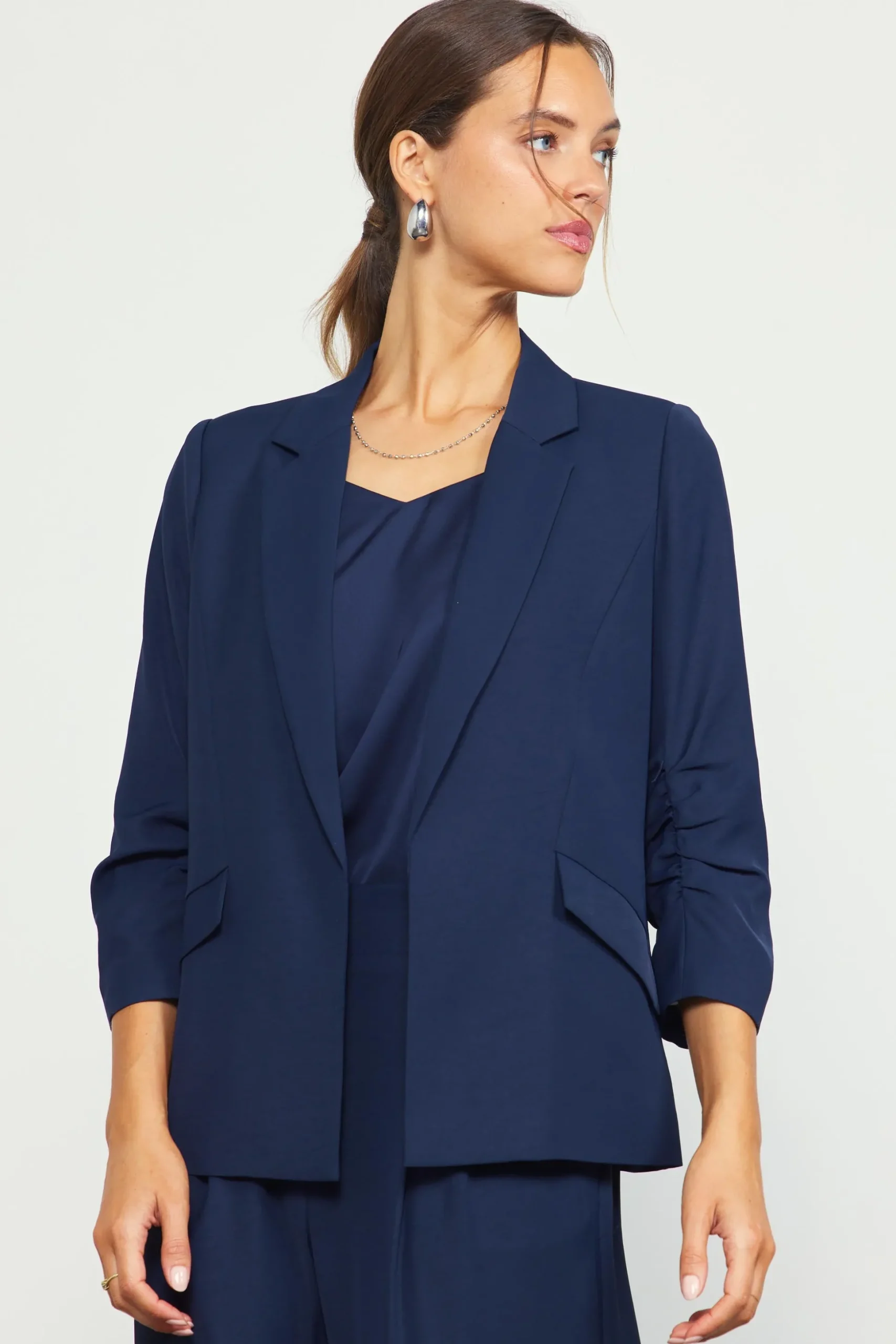 Recycled Shirred Sleeve Blazer