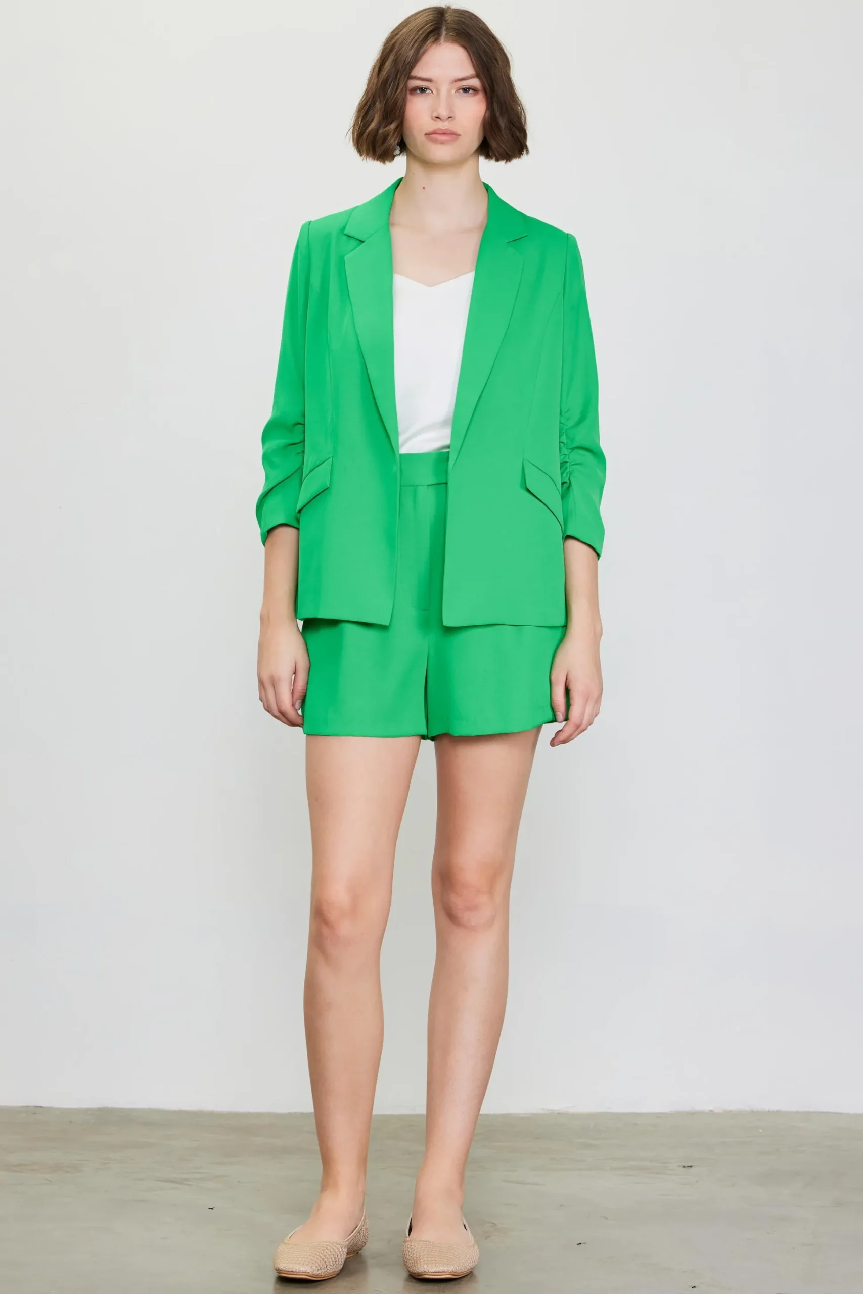 Recycled Shirred Sleeve Blazer