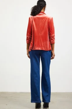 Ruched Velvet Blazer