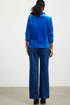 Ruched Velvet Blazer