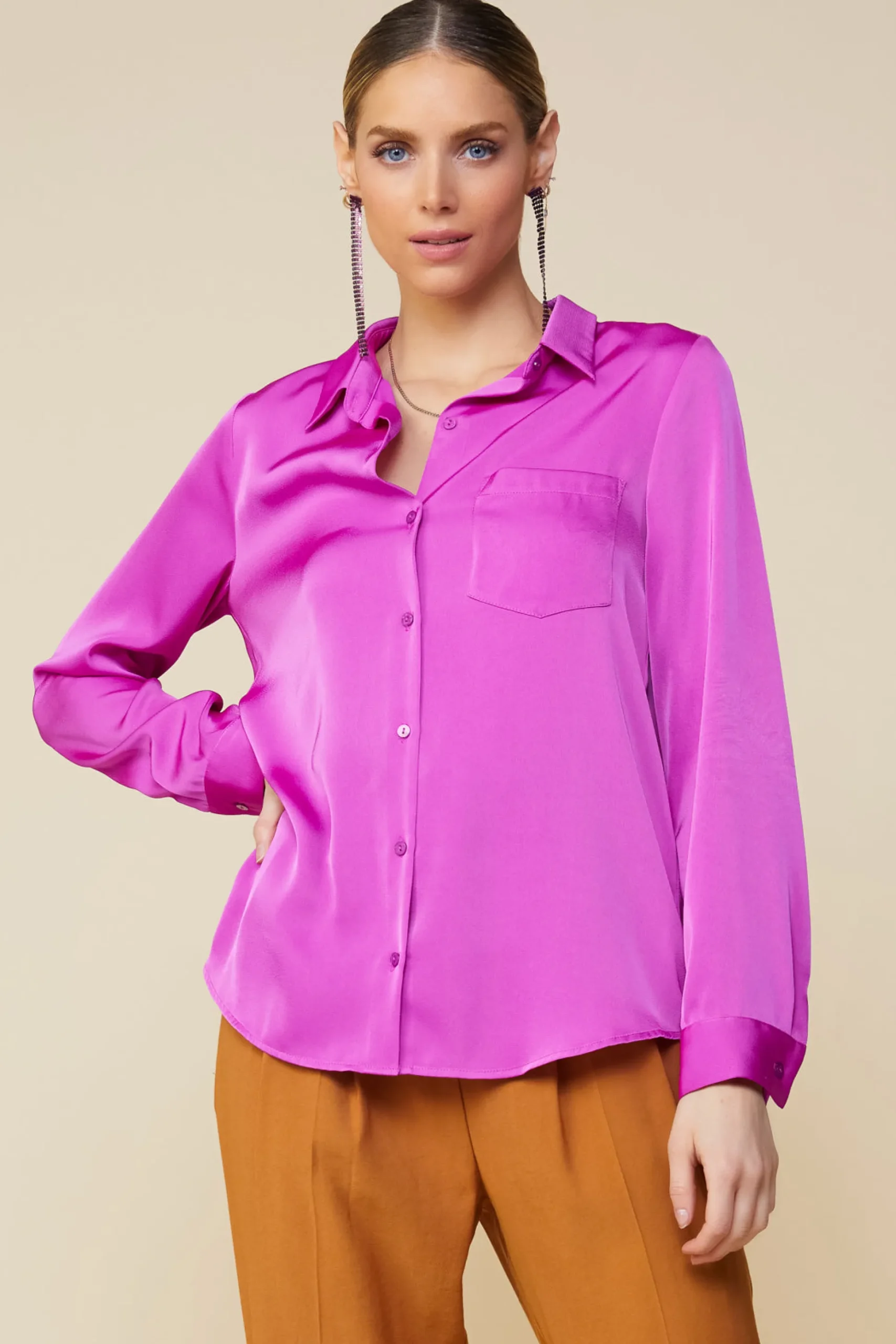 Satin Button Down Shirt
