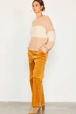 Two Tone Mock Neck Sweater