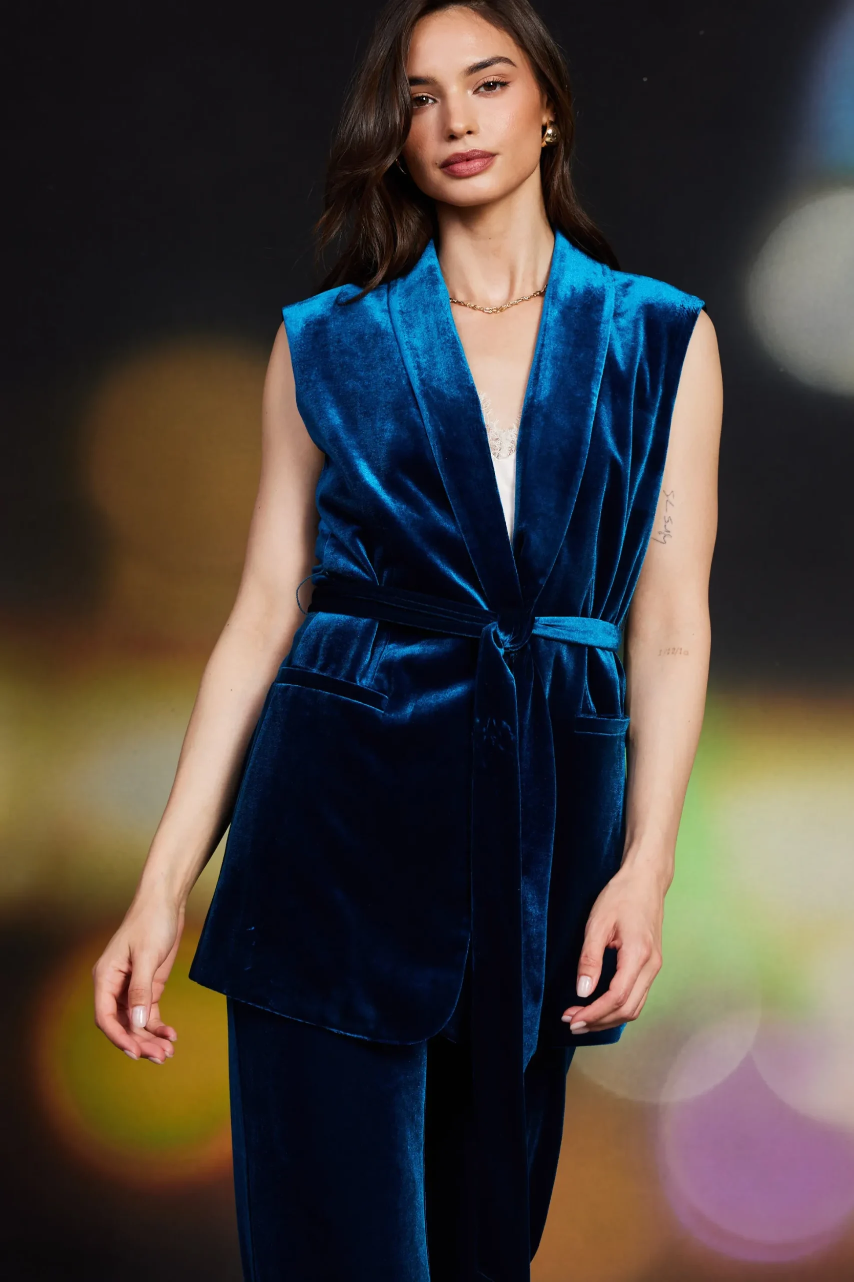 Velvet Vest with Self Tie