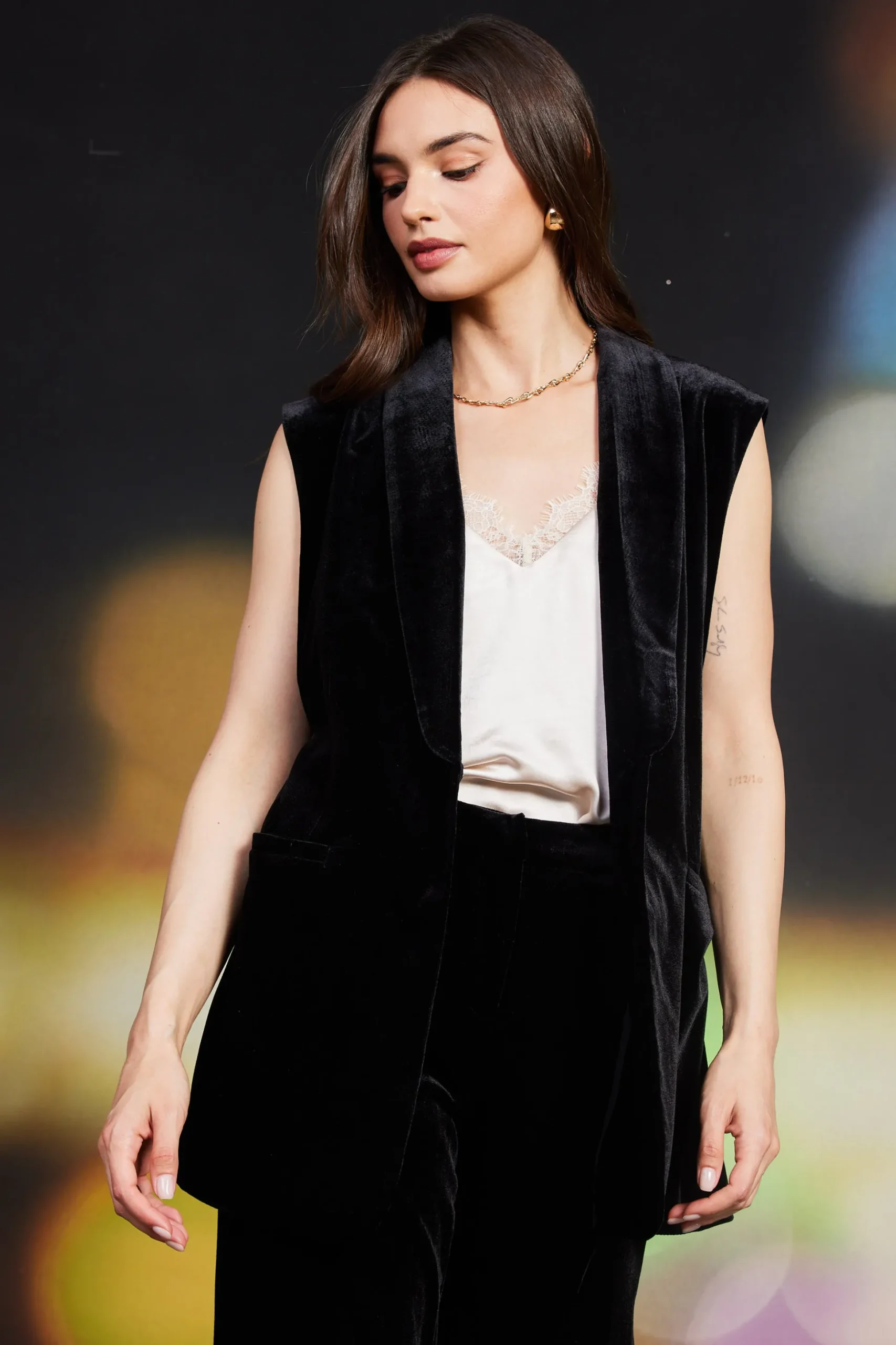 Velvet Vest with Self Tie