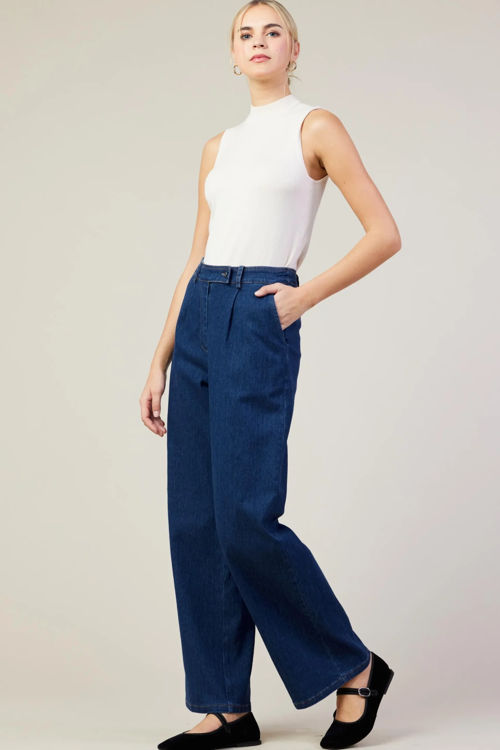 Washed Denim Pants